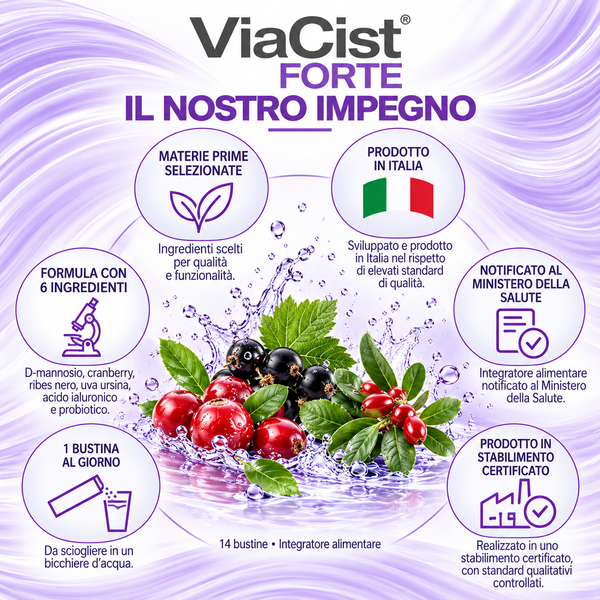 Il nostro impegno per ViaCist Forte: materie prime selezionate, prodotto in Italia, notificato al Ministero della Salute