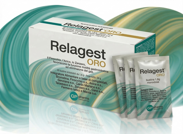 Relagest ORO Integratore nutraceutico che favorisce la funzione digestiva, la regolare motilità intestinale ed eliminazione dei gas